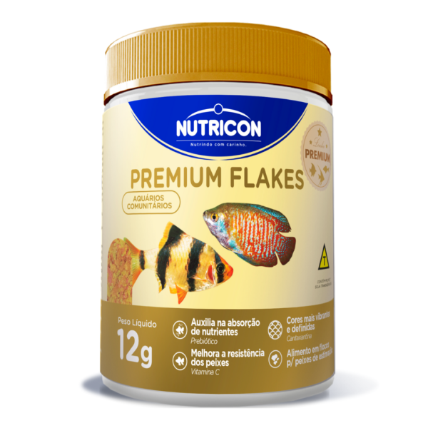 Ração para peixe premium flakes pote 12g